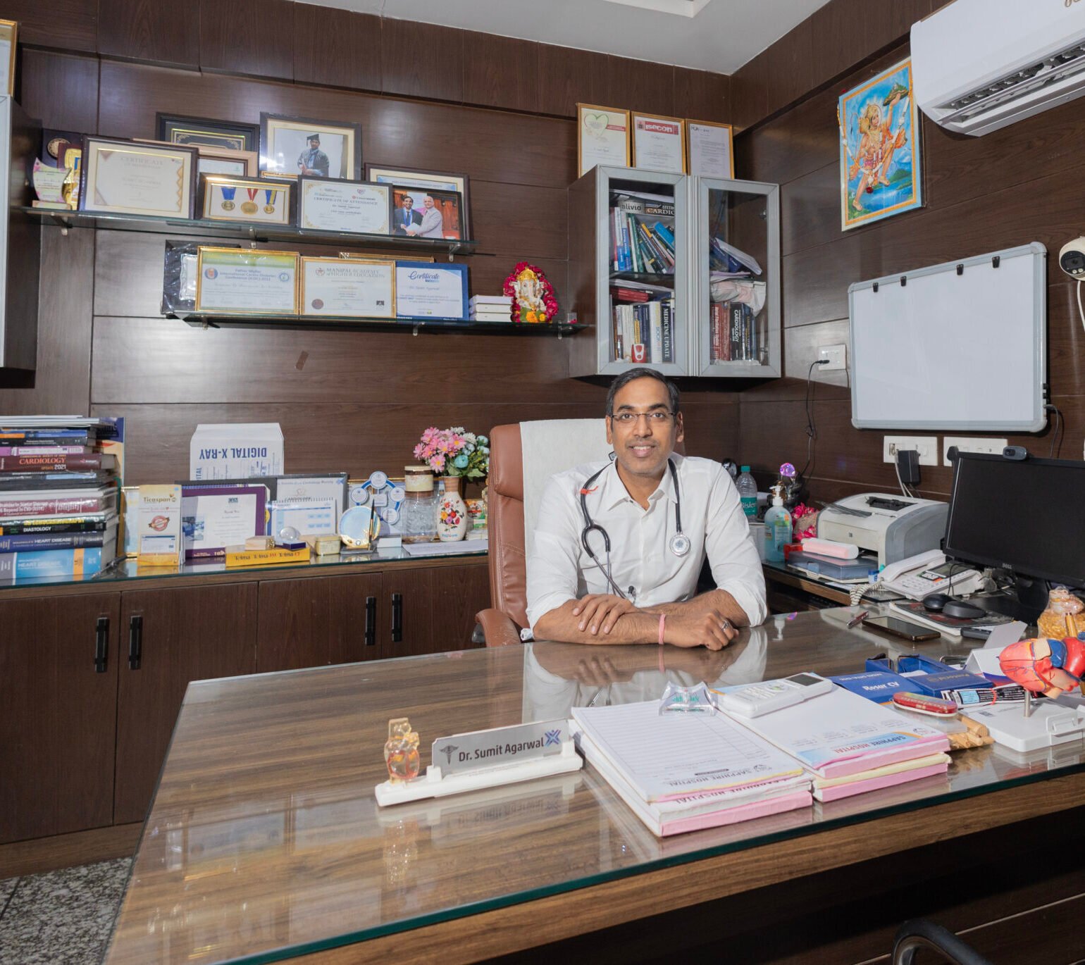 Dr. Sumit Agarwal Sitting in his cabin.